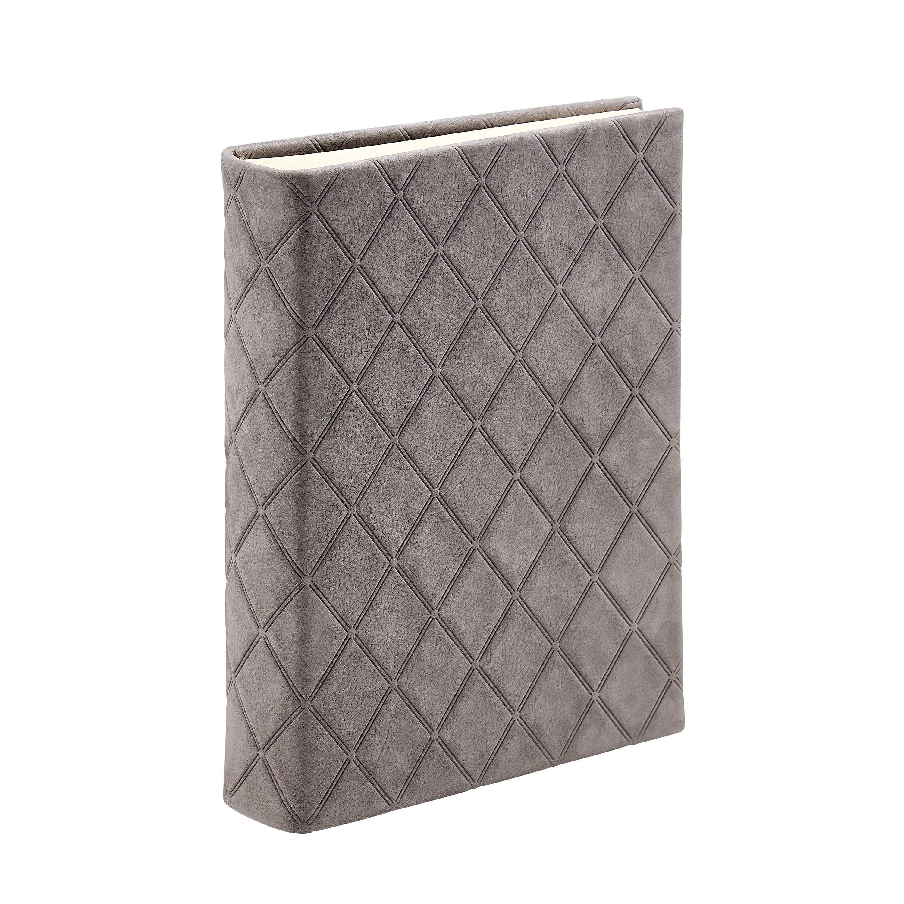 Medium Bound Album Grey Diamond Embossed Nubuck Leather