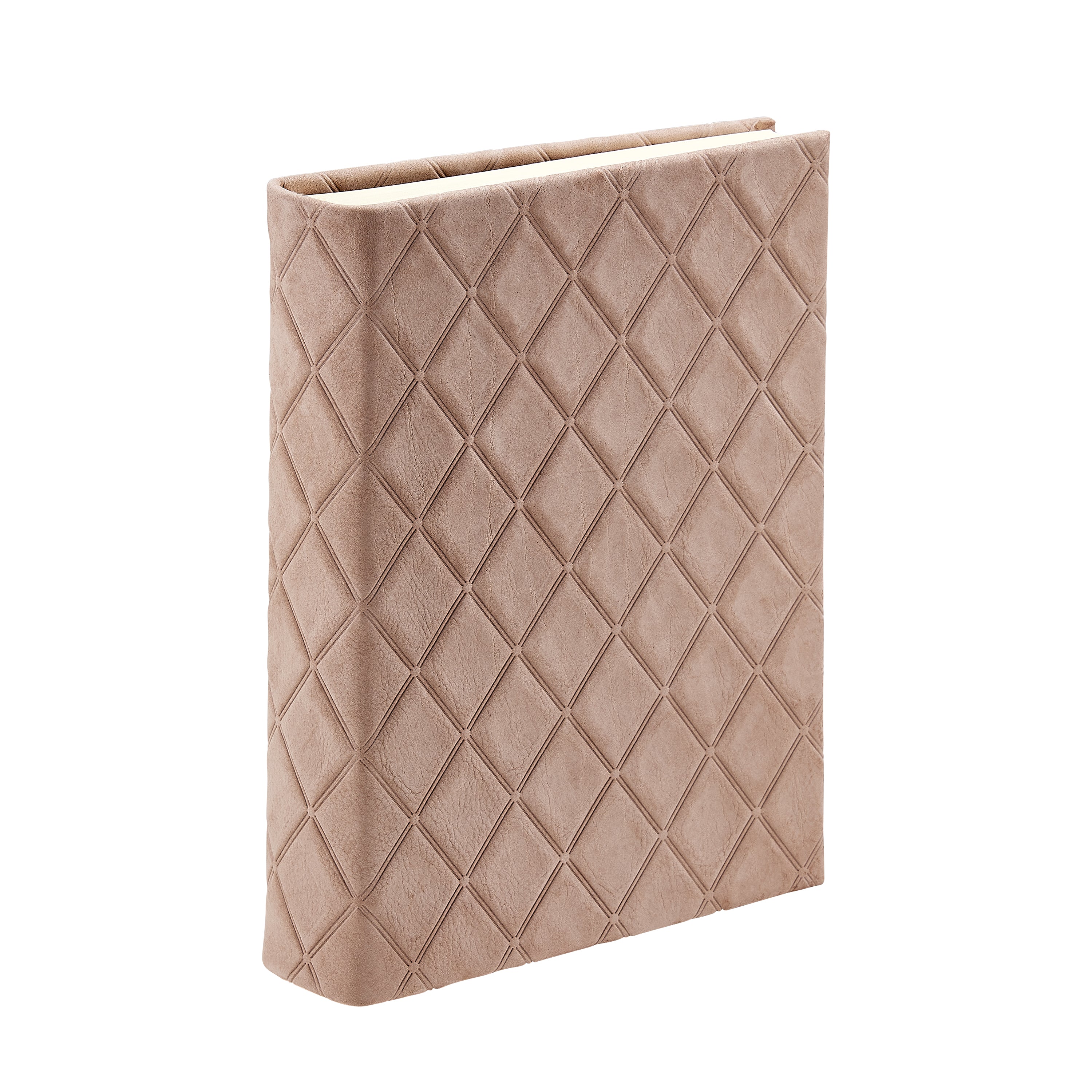 Medium Bound Album Taupe Diamond Embossed Nubuck Leather