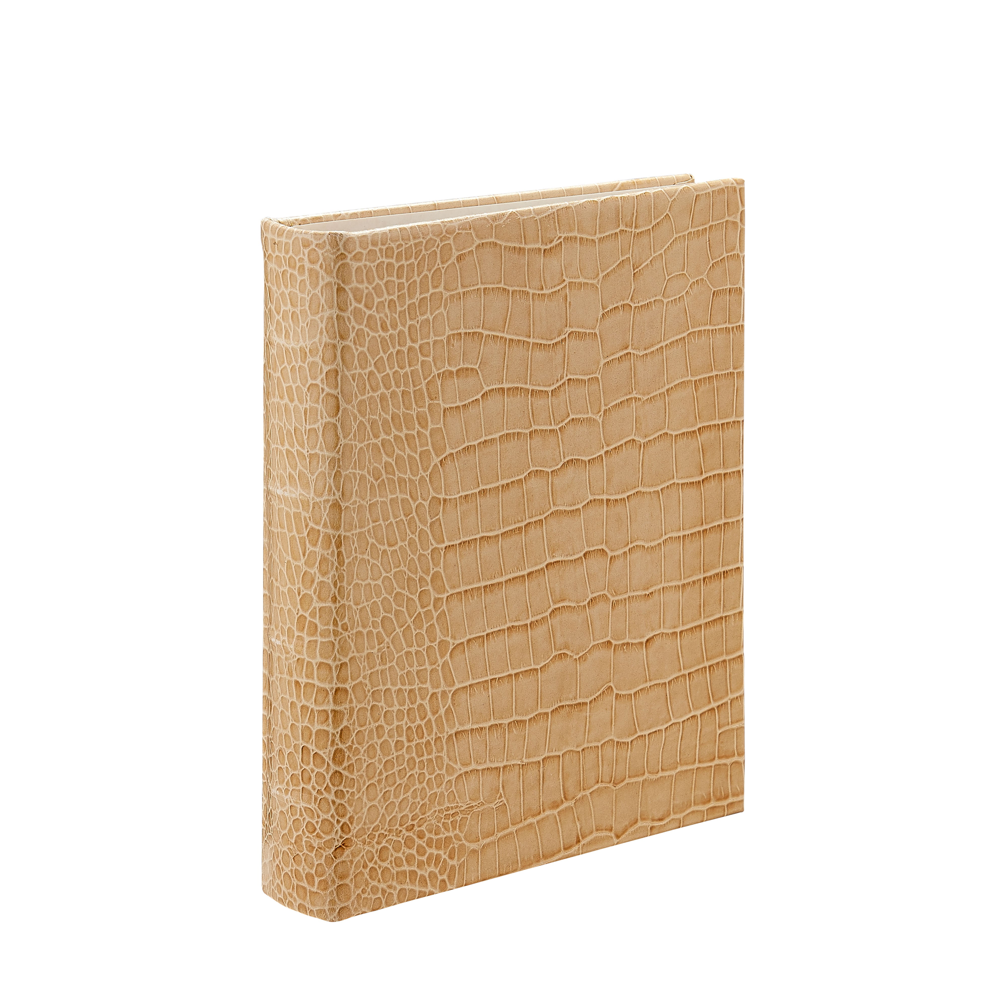 Medium 4-Ring Clear Pocket Album Camel Croc Embossed Leather