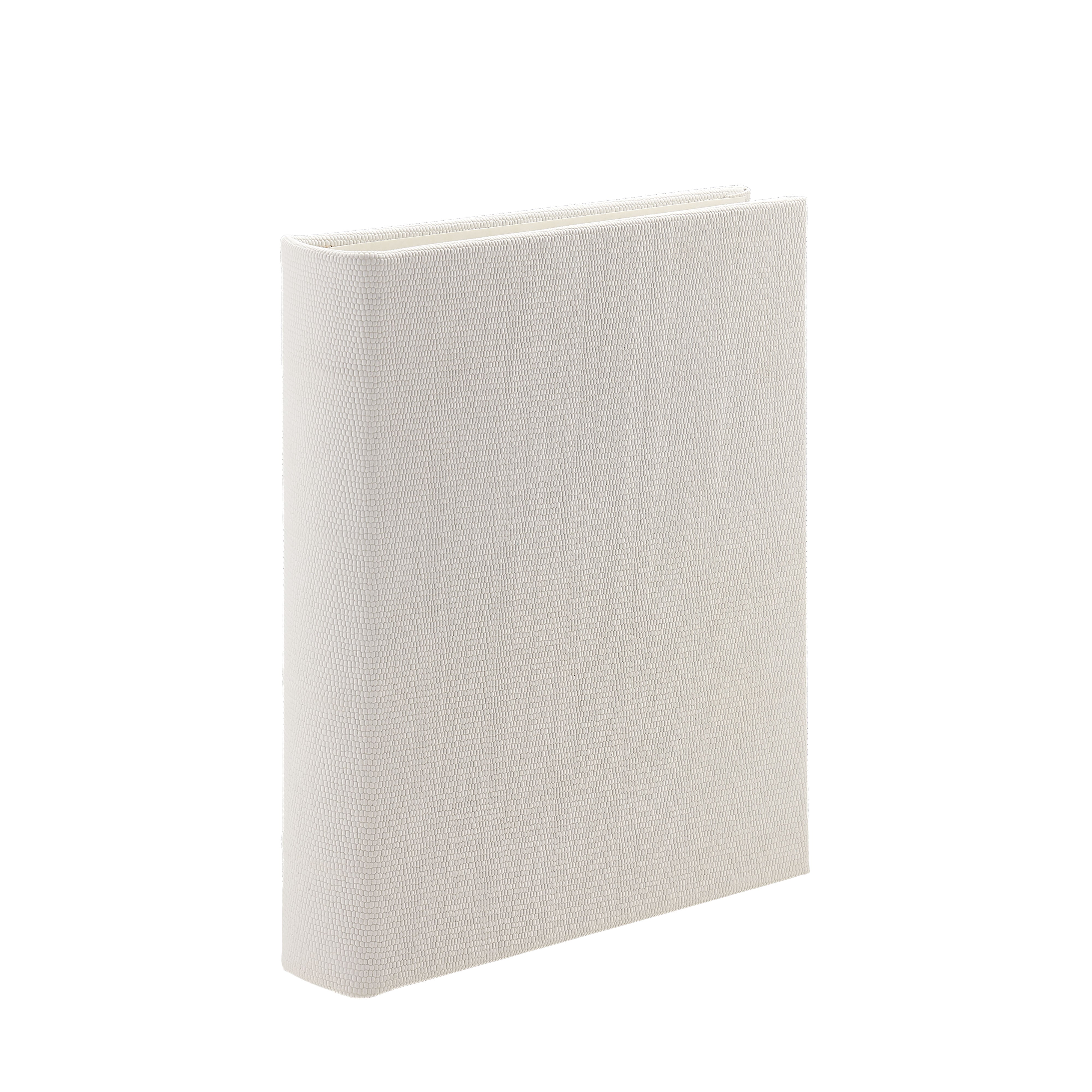 Medium 4-Ring Clear Pocket Album White Embossed Leather