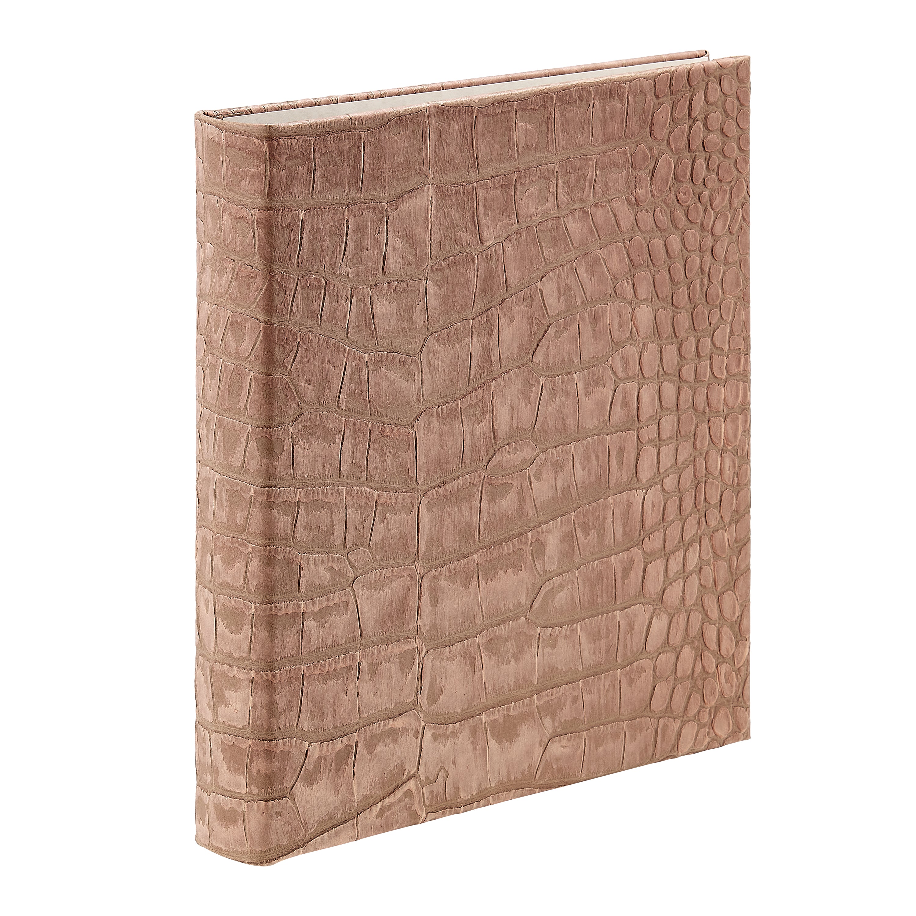 Large 3-Ring Clear Pocket Album Bronze Nubuck Croc Leather