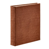 Large 3-Ring Clear Pocket Album Taupe Nubuck Croc Leather