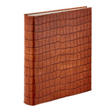 Large 3-Ring Clear Pocket Album Cognac Croc Embossed Leather