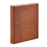 Large 3-Ring Clear Pocket Album Light Brown Croc Embossed Leather