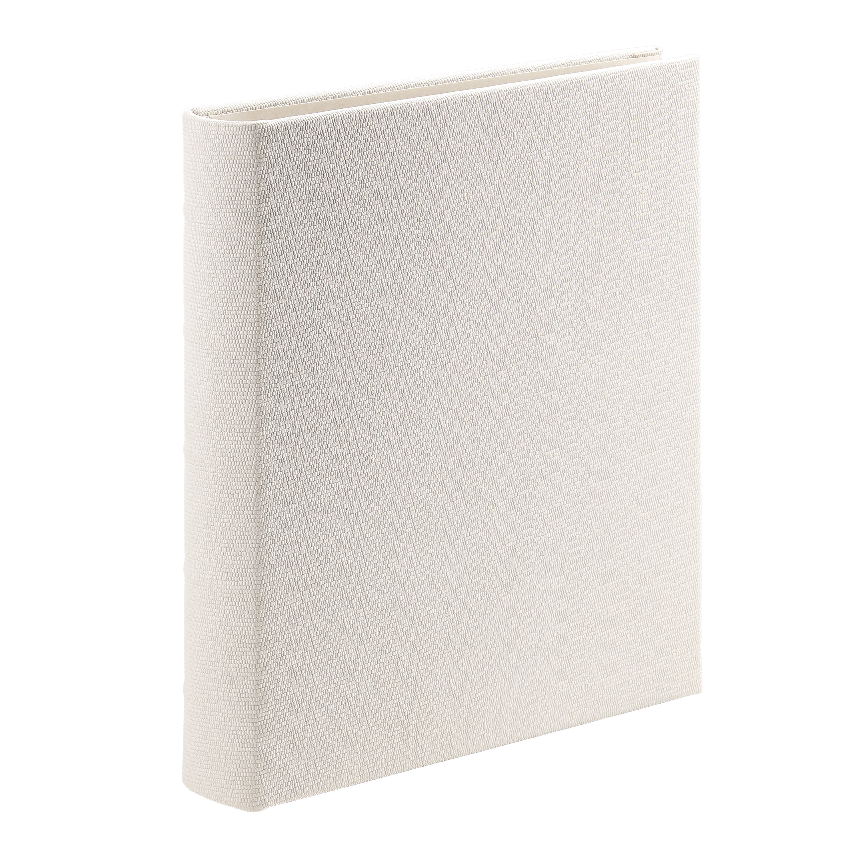 Large 3-Ring Clear Pocket Album White Embossed Leather