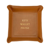 "Keys, Wallet, Phone" Leather Valet Tray