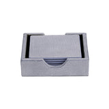 Blue Square Coasters in a Tejus Leather Tray